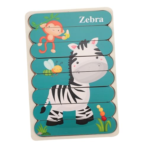 Beaupretty Holzpuzzle Beidseitiges Lernspielzeug mit Zebra Giraffe Montessori Pädagogisches für Kleinkinder Fördert Formenerkennung Feinmotorik und Gehirntraining von Beaupretty