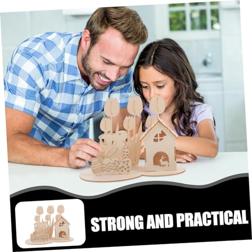 Beaupretty Holzpuzzle Osterdeko DIY Robustes Holzmaterial Kreative Bastelarbeit Osterhase Bunte Eier als Ostergeschenk für Familien Langlebige Handwerkskunst von Beaupretty