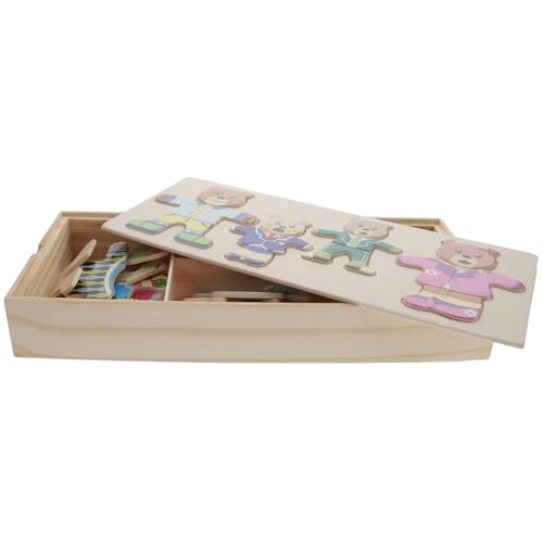 Beaupretty Holzpuzzle Tier Ankleidepuzzle Lernspielzeug aus Stabilem Holz Buntes Cartoon Design Fördert Hand Auge Koordination Pädagogisches Jigsaw Puzzle für Jungen und Mädchen Bär von Beaupretty