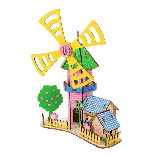 Beaupretty Holzpuzzle Windmühlenhaus Bausatz Stabiles DIY Holzmodell Kreatives Puzzle für Erwachsene Dekoratives Haus zum Zusammenbauen Langlebiges Holzbau von Beaupretty