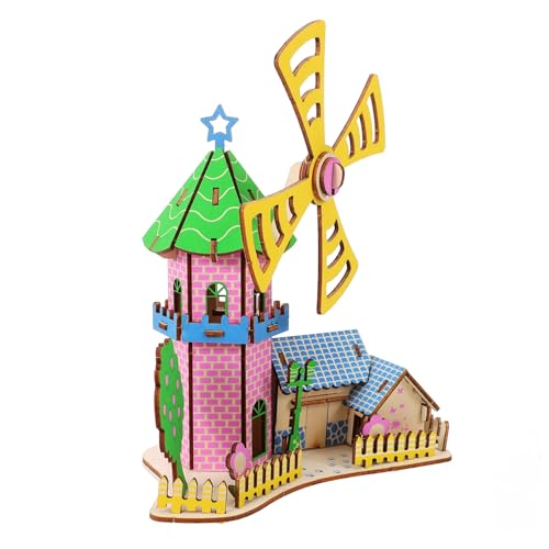 Beaupretty Holzpuzzle Windmühlenhaus Bausatz aus Langlebigem Holz Glatte Oberfläche Einfach Zusammenzubauen Dekoratives DIY Modell für Erwachsene und Kreatives Handwerksspielzeug von Beaupretty
