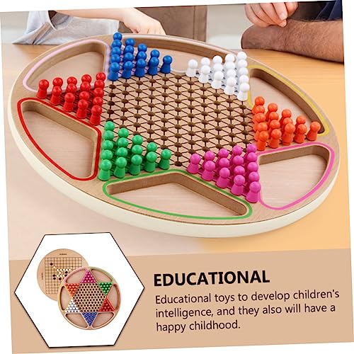 Beaupretty Holzspielzeug Chinesisches Damespiel und Gobang Kognitives Brettspiel für Lernspielzeug Ab Jahren Familientauglich Sicher und Glatt Oberfläche von Beaupretty