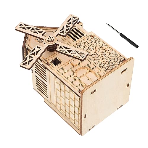 Beaupretty Holzspielzeug DIY Puzzle mit Windmühle und Spieluhr Leicht Tragbar Fördert Auge Hand Koordination und Logisches Sicher ohne Scharfe Kanten Schrauben und Schraubenzieher von Beaupretty