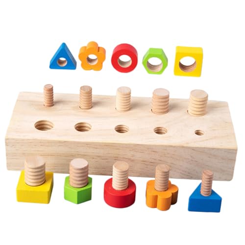 Beaupretty Holzspielzeug Feinmotorik Puzzle Lernspielzeug für Kleinkinder Form und Farberkennung Robustes Montessori Sortierspiel Pädagogisches Motoriktraining für Jungen und Mädchen von Beaupretty