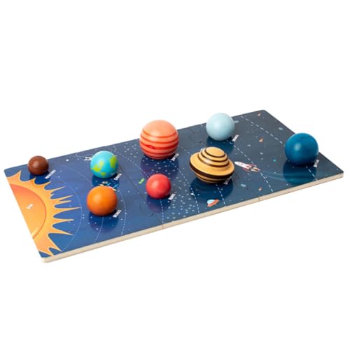 Beaupretty Holzspielzeug Planetenset Montessori Lernspielzeug für Vorschulkinder Pädagogisches Puzzle mit Planeten Größenvergleich Fördert Handmotorik und Logisches Denken Solar System von Beaupretty