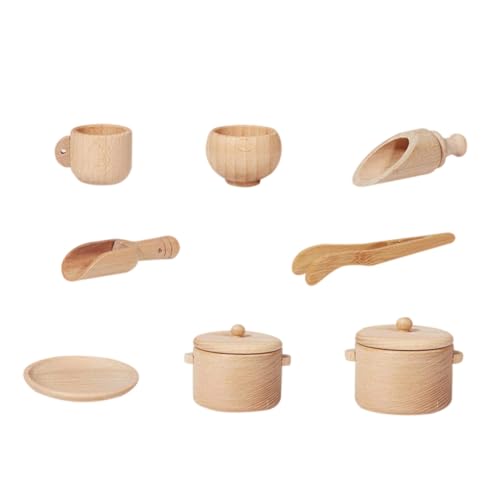 Beaupretty Holzspielzeug Set für Teiliges Sicheres und Geruchsfreies Küchenzubehör aus Holz Interaktive Tischware für Rollenspiele und Kreative Lernmomente von Beaupretty