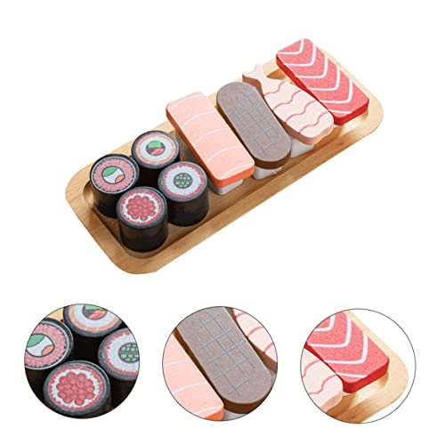 Beaupretty Holzspielzeug Simulation Sushi Set Lebensmittelfiguren Lernspielzeug für Jungen und Mädchen Kreatives Küchenspielzeug Gehirnentwicklung von Beaupretty
