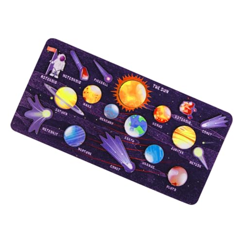 Beaupretty Holzspielzeug Sonnensystem Puzzle für Planeten Lernspiel Farbenfrohes Sicheres Weltraumspielzeug Formen und Farberkennung Montessori Lernspielzeug von Beaupretty
