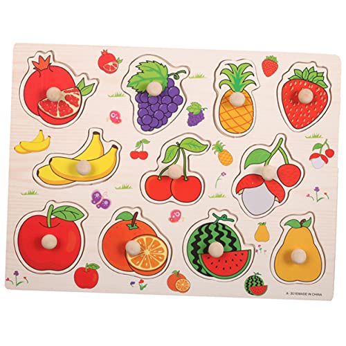 Beaupretty Holzspielzeug für Kleinkinder Montessori Puzzle Kognitiven Entwicklung Sicheres Kreatives Lernspielzeug für Fröhlichem Obstdesign von Beaupretty