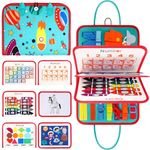 Beaupretty Junge Mädchen Beschäftigtes Brett Montessori Pädagogisches Lernspielzeug mit Buchstaben Zahlen und Formen für Frühe Entwicklung für Jahre von Beaupretty
