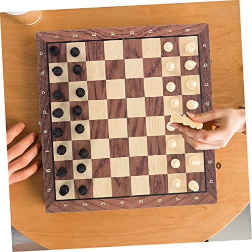Beaupretty Klappbares Holzschachspiel Set Schachbrett Faltbar Sicher Langlebig für Drinnen und Draußen Geeignet für Jungen und Mädchen von Beaupretty