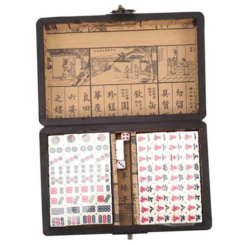 Beaupretty Kleines Mahjong Set Tragbar mit Kompletter Ausstattung Verarbeitung Traditionelles Chinesisches Brettspiel Leicht und Kompakt für Reisen Party und Geeignet von Beaupretty
