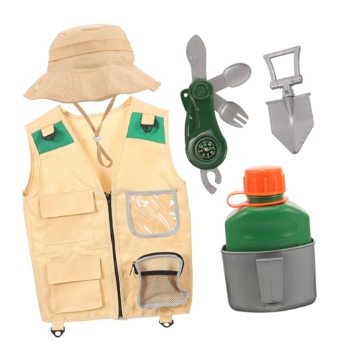 Beaupretty Kostümset für Teiliges Set mit Weste Hut Schaufel Kettle und Kompass Outdoor Rollenspiel für Mädchen und Jungen von Beaupretty