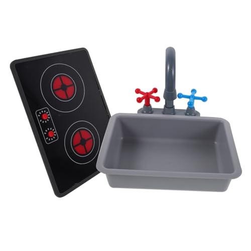 Beaupretty Küchenspielset mit Realistischem Induktionskochfeld Funktionierendem Wasserhahn und Spüle Kindgerechte Küchenzubehör für Jungen und Mädchen Fördert Feinmotorik und Kreatives von Beaupretty