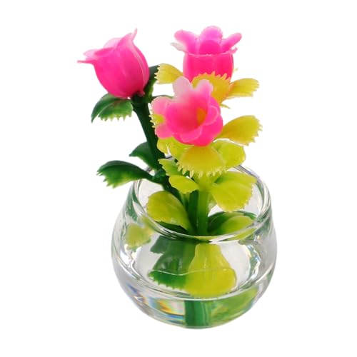 Beaupretty Künstliche Mini-Pflanze Puppenhaus Deko Realistische Kleine Kunstblumen im Topf Pflegefreie Miniatur Bonsai für Fensterbank Tisch Büro und Wohnraum Dekorative von Beaupretty