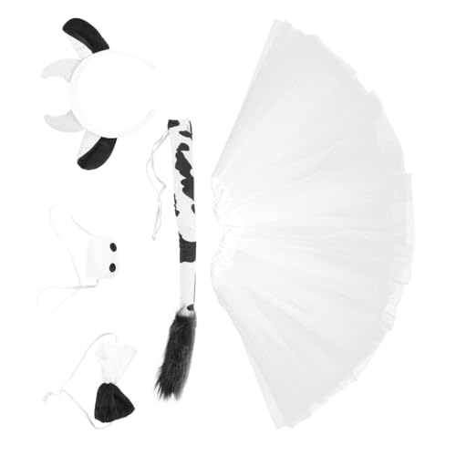 Beaupretty Kuh Kostüm Set für Cosplay Tier Ohr Haarband Nase Fliege Rock Niedliches und Haltbares Zubehör für Halloween und Karneval von Beaupretty
