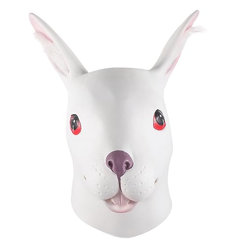 Beaupretty Leichte Halloween Hasenmaske aus Atmungsaktive und Lustige Tiermaske für Kostümparty Verkleidung und Cosplay Weiße Vollkopf- für Halloween-feiern von Beaupretty