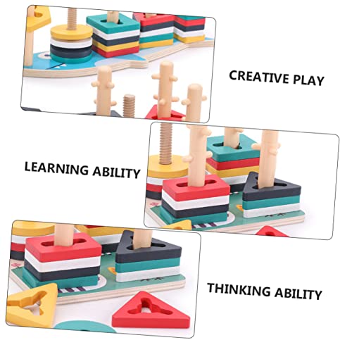 Beaupretty Lernspielzeug Bauernhof Tiere Puzzle Montessori Holzspielzeug mit Vier und Fünf Säulen Form und Farbenerkennung für Frühkindliche Bildung Fördert Räumliches und Beobachtung von Beaupretty