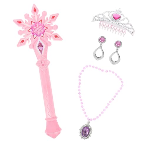 Beaupretty Leuchtendes Schneeflocken-zauberstab Schmuckset für Mädchen Prinzessin Kostüm Zubehör mit Halskette Krone und Ohrringen Kinderfreundlich für Geburtstag und Party von Beaupretty