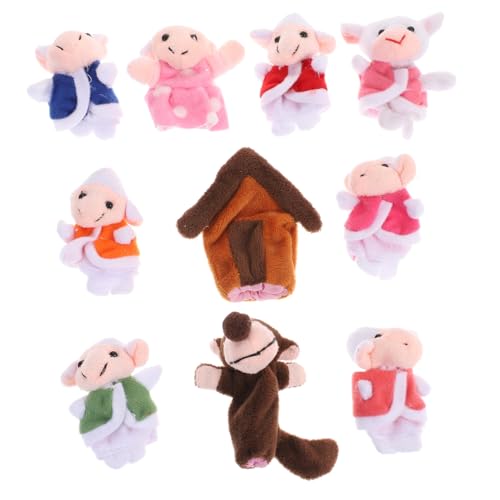 Beaupretty Lustige Plüsch Fingerpuppen Wolf und Lamm Weiche Handspielzeug Kleine Kuscheltiere für Mädchen Jungen für Zuhause und Schule Langlebiges Sicheres Material von Beaupretty