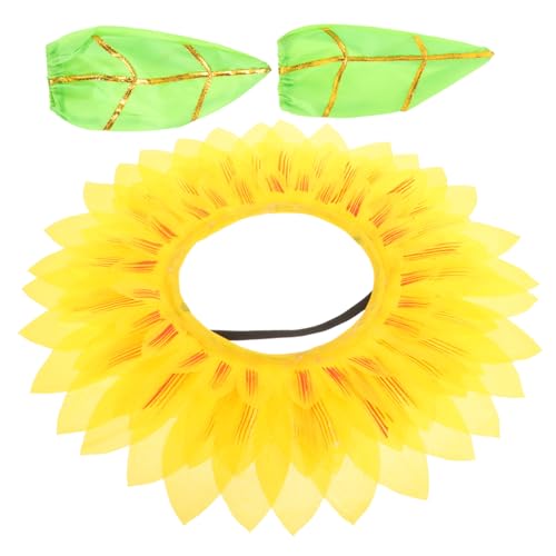 Beaupretty Lustiges Sonnenblumen Kostüm mit Verstellbarem Kopfschmuck und Goldglänzenden Handschuhen Kinderfreundlich für Partys Karneval Tanz und Rollenspiele von Beaupretty
