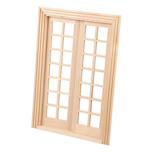 Beaupretty Maßstab Doppel Flügeltür Miniatur Möbel Zubehör für Puppenhaus Dekoration Bastelset aus Holz für von Beaupretty