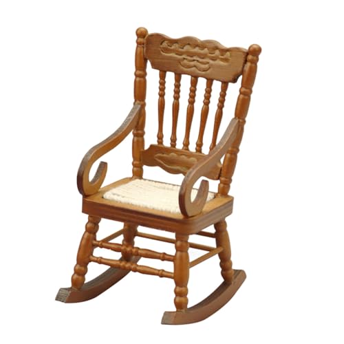 Beaupretty Maßstab Kleiner Puppenstuhl Robust und Realistisch Leichtes Vintage Schaukelstuhl Design für Puppenhaus Zubehör Sammler von Beaupretty