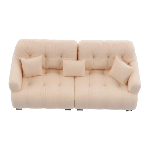 Beaupretty Maßstab Plüsch Mini Sofa Sessel Creamfarben Kleines Puppenhaus Möbel Zubehör Für Rollenspiel Wohnzimmer Dekoration von Beaupretty