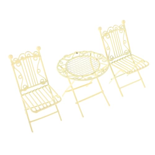 Beaupretty Maßstab Puppenhausmöbel Gelb Teiliges Outdoor Tisch Stuhl Realistische Miniatur für Basteln und Puppenhaus Wohnzimmerszenen von Beaupretty