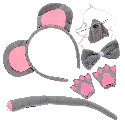 Beaupretty Mausohren Stirnband Teiliges Kostümset mit Fliege Nase und Handschuhen Weiches Tierkostüm für Damen für Fasching Karneval Halloween und Mottopartys von Beaupretty