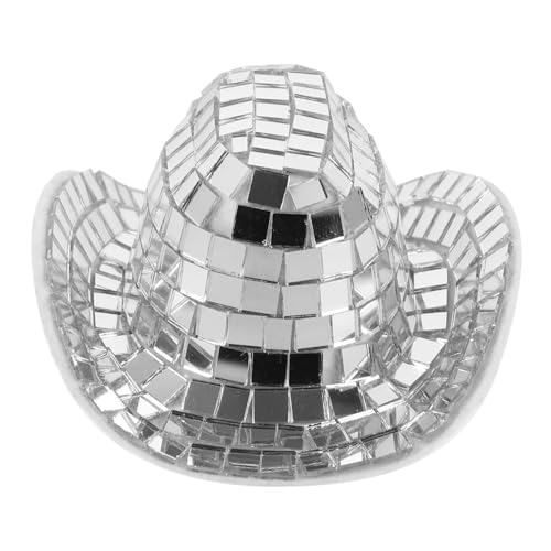 Beaupretty Mini Disco Cowboy Hut Miniatur Deko hut Silber Party accessoire für Puppen Western Geburtstag Western mottoparty Bühnenrequisite Leicht Vielseitig von Beaupretty