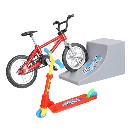 Beaupretty Mini Finger Bike Modell mit Finger Scooter und Leiter Geschicklichkeitsspielzeug für Erwachsene Perfektes Desktop und Dekoration Fördert Fingerkoordination und Konzentration von Beaupretty