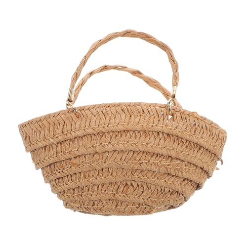 Beaupretty Mini Handgewebter Korb für Puppen Vielseitige Mini Strohtasche für Puppenhaus Dekoration und Aufbewahrung Robuster und Tragbarer Kleiner Einkaufskorb mit Griff von Beaupretty