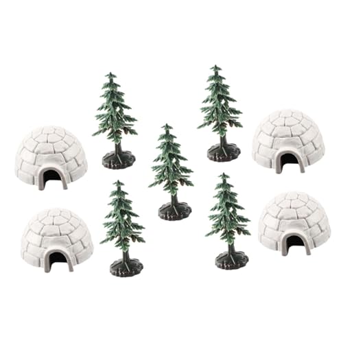 Beaupretty Mini Igloo Modellspielzeug mit Weihnachtsbaum Figuren Langlebige Kunststoff Polarlandschaft Dekoration Detailreiche Puppenhaus Miniatur für Realistische EIS und Baumfiguren für DIY von Beaupretty