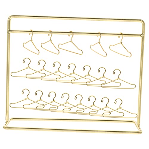 Beaupretty Mini Kleiderbügel Set Teilig Kleiner Goldener Kleiderständer mit Goldfarbenen Puppenkleiderbügeln Puppenkleider Aufbewahrung Display Zubehör für Puppenhaus Kleiderschrank von Beaupretty
