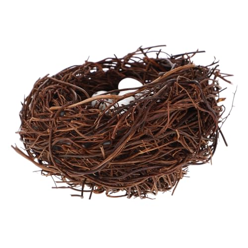 Beaupretty Mini Künstliches Vogelnest aus Natürlichem Rattan und Gras Nachhaltige Deko für Garten Heim Basteln mit Künstlichen Eiern Mikrolandschaftliches Accessoire von Beaupretty