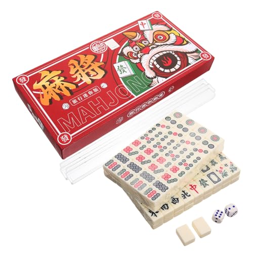 Beaupretty Mini Mahjong Set Kompakt Leicht Reisefreundlich Tragbares Chinesisches Mahjongspiel mit Robusten Verschleißfesten Elementen Klar Lesbaren Kacheln für Familie Freunde Party von Beaupretty