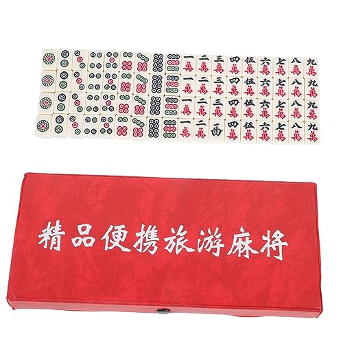 Beaupretty Mini Mahjong Set Tragbares Reise Mahjong Set mit Spielsteinen Lustiges Partyspiel für Drinnen und Draußen für Camping und Reisen Verarbeitung und Praktische von Beaupretty