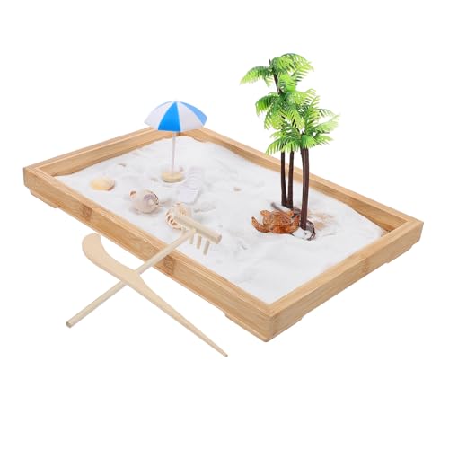 Beaupretty Mini Ocean Scene Sand Tray Kreatives für Schreibtisch Miniatur Landschaft Deko Stressabbau und Entspannung für Zuhause und Büro von Beaupretty