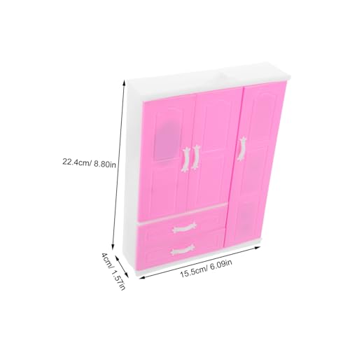 Beaupretty Mini Princess Garderobe Mini-Puppenhausmöbel Puppenschrank Tell vor, zu Puppenmöbel Puppenhaus-Bewegungsschrank Puppenhaus Kleiderständer Plastik Rosa von Beaupretty