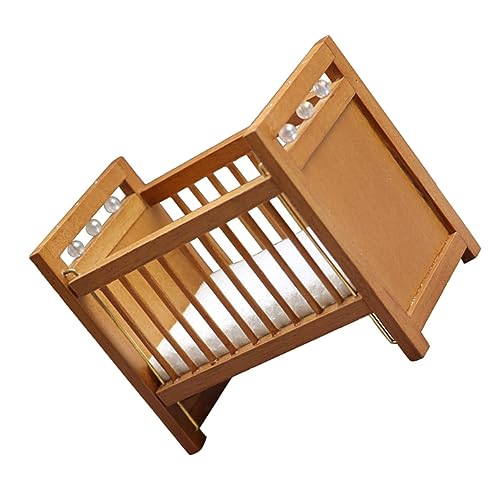 Beaupretty Mini Puppenhaus Bett mit Weißer Matratze Miniatur Kinderzimmer Deko Handgefertigtes Mini Haus Zubehör für Kreatives und Fantasievolle Kinderzimmergestaltung von Beaupretty