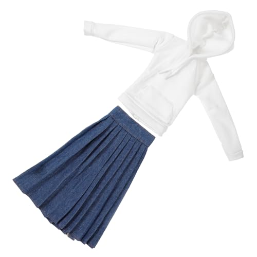 Beaupretty Mini Puppenkleidung für Puppen Cartoon Doll Kostüm mit Weißer Kapuzenjacke und Blauem Leicht Detailreich Verarbeitet als Foto Requisite und Spielzubehör von Beaupretty