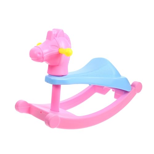 Beaupretty Mini Schaukelpferd für Puppenhaus Dekoration Kindersicheres Geruchloses Kunststoff Ornament Realistisches Miniatur Möbelstück für Jungen und Mädchen zum Rollenspiel von Beaupretty