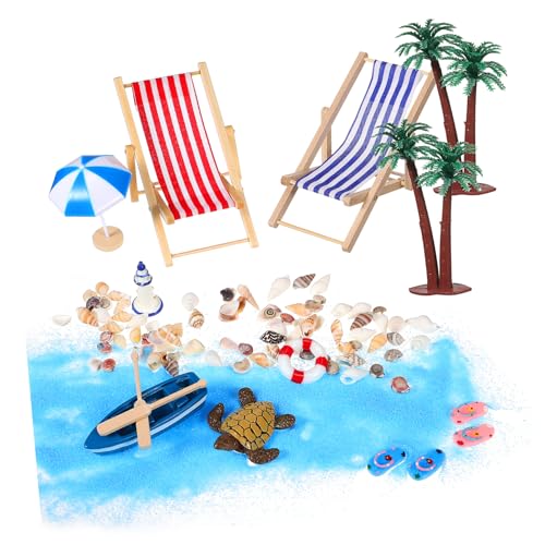 Beaupretty Mini Strand Dekorationsset Teilig Miniatur Möbel Mikrolandschaft Sandspielzeug für Puppenhaus Kreative Strand Szenerie Kleine Deko für DIY Spiel und Garten von Beaupretty