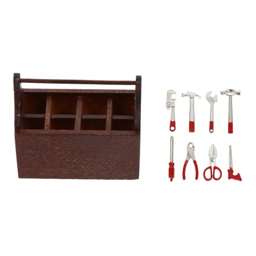 Beaupretty Mini Werkzeugkoffer mit Miniatur Werkzeugen Sicheres Zubehör für Puppenhaus Deko und Miniaturmöbel aus Gefertigt für Wohnzimmer und Schlafzimmer von Beaupretty