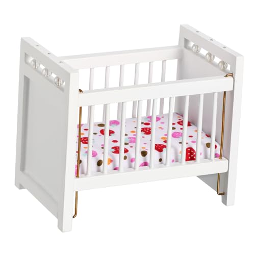 Beaupretty Miniatur Babybett Modell Weiß Miniaturmöbel Handgefertigt Realistische Puppenhaus Kinderzimmer Dekoration Kompaktes Design für Mini Häuser Perfektes von Beaupretty