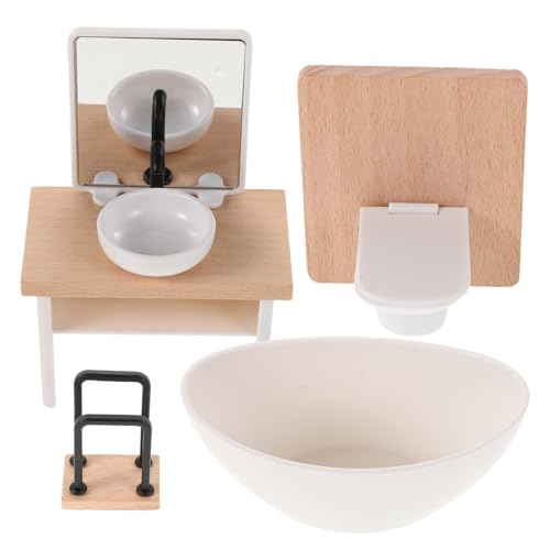 Beaupretty Miniatur Badewanne Waschbecken Toilette Schrank Puppenhaus Zubehör von Beaupretty