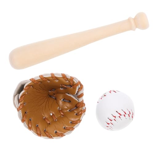 Beaupretty Miniatur Baseball Set für Puppenhaus Teiliges Set mit Schläger Handschuh und Ball Zubehör für Rollenspiele und DIY Miniaturprojekte Hochwertige und Sichere Spielzeugdekoration für von Beaupretty