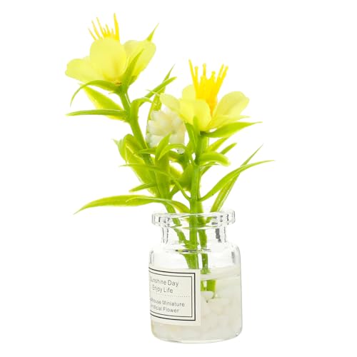 Beaupretty Miniatur Bonsai Deko Kunstpflanze Topf Gelb Mini Potted Plant Miniatur Garten Bonsai Modell für Puppenhaus Dekoration Kleine DIY Landschaft Ornamente von Beaupretty