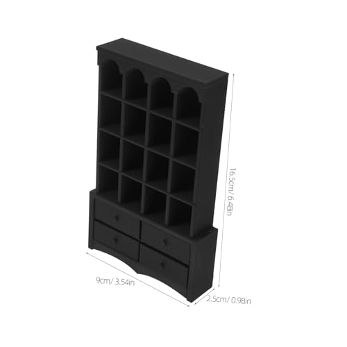 Beaupretty Miniatur Bücherregal Vintage Stil Schwarzer Mini Schrank für Puppenhaus Tiny Storage Cabinet für Miniaturen Kreatives Lernspielzeug und Dekoration für Puppenmöbel von Beaupretty